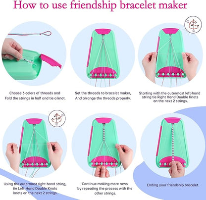 Rdfmy Friendship Bracelet Making Kit for Girls, Arts and Crafts Bracelets String Maker Kit for Kids Ages 8-12 Christmas Birthday Gifts Green