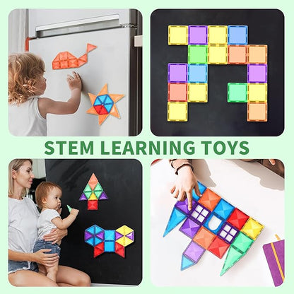 Magnetic Tiles Toys for 3 4 5 6 7 8 Year Old Boy Girls Kids Beginner Set,Magnetic Building Blocks Learning Toys for Toddlers Age 2-4 3-5 4-5 5-6 6-8 Birthday Christmas Ideas (30PCS Colourful)