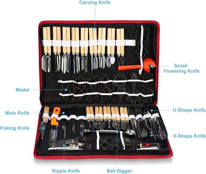 Upgraded 80PCS Pumpkin Carving Kit for Adults Kids with Professional Detail Sculpting Tools Heavy Duty Stainless Steel Knife Set with Carrying Case for Halloween Decoration