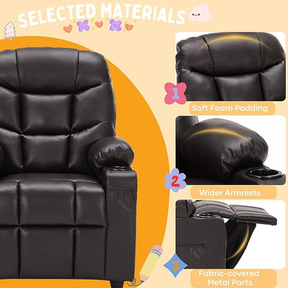 Marshmallow Larger Kids Reclining Chair Leather Recliner Sofa Children Ages 3-12