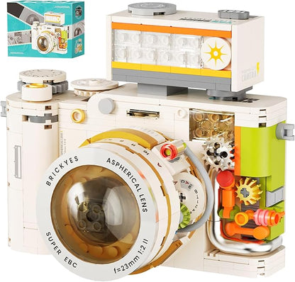 Retro Creative Camera Building Blocks for Adults,Semi Mechanical Puzzle Assembly Building Blocks Camera Toy,DSLR Camera Toy, 8 9 10 11 12