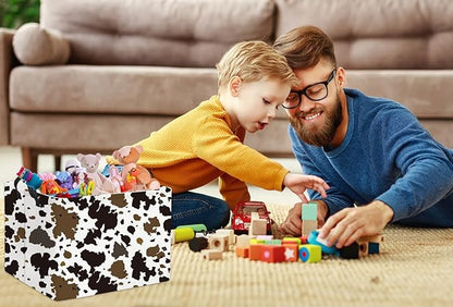 HIYAGON Rectangular Easter Cow Basket - Kids Baby Storage Bin Toy Organizer Box for Boys Room Decor
