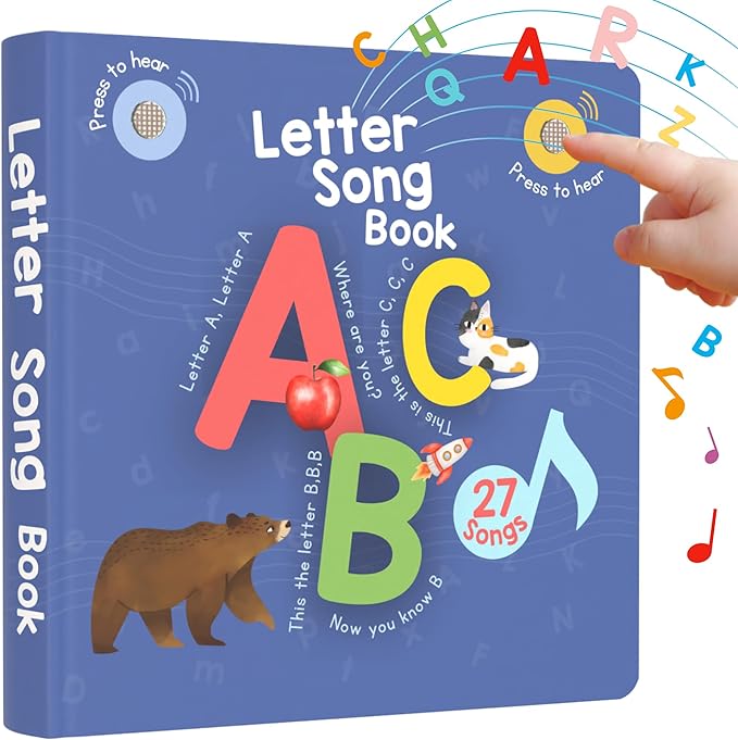 Learning Bugs Interactive Letter Song Book for 1 Year olds – 26 Alphabet Songs, Nursery Rhyme Tunes, ABC Recital for 2 Year olds, Sturdy Pages – Perfect Toy and Gift for Toddlers Ages 1-3