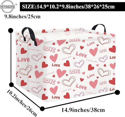HIYAGON Rectangular Valentines Gift Basket - Pink Love Room Decor