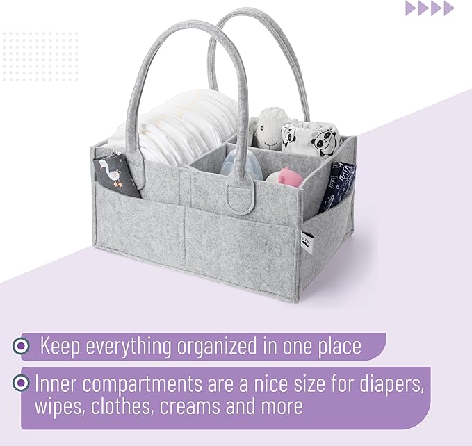 Mr. Pen- Baby Diaper Caddy Organizer, 2 Pack, Gray, Baby Caddy Organizer with Handle, Compact Size, Collapsible & Portable