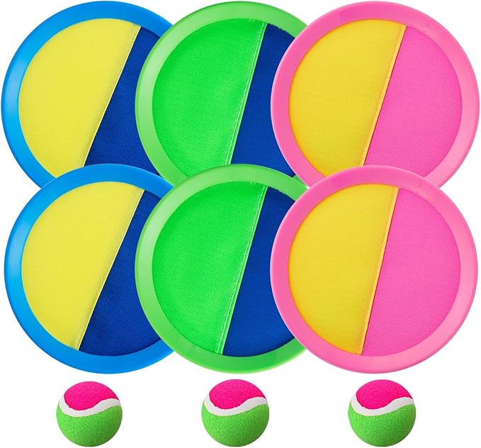 Weehoey Beach Games - Kids Toys - Outdoor Games for Kids, Toss and Catch Ball Set with 6 Paddles 3 Balls, Toys for 3 4 5 6 7 8+ Year Old Boys Girls Christmas Birthday Gifts