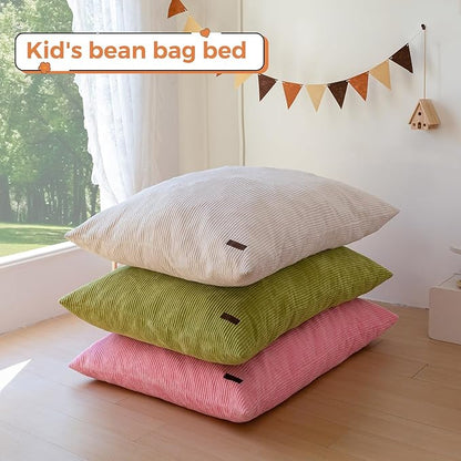 MAXYOYO 3 in 1 Kids Bean Bag Chair Bed, Convertible Chair Folds from Bean Bag to Lounger, Child Floor Sofa for Gaming, Reading, Floor Mattress with High-Density Foam Filling