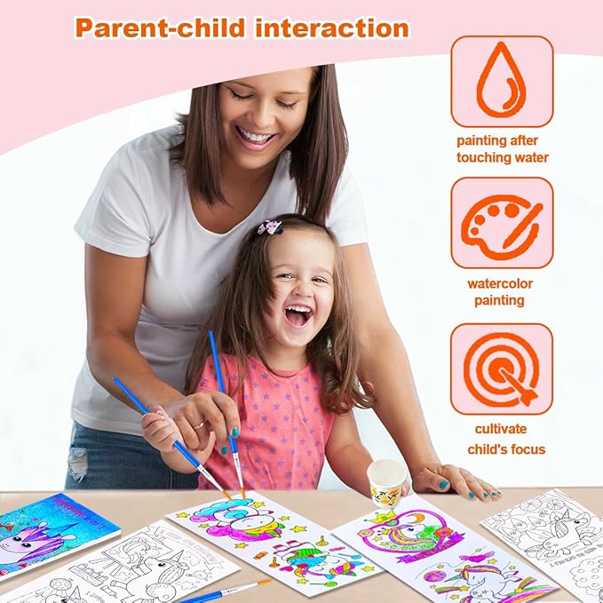 BAOXUE Water Color Paint Sets for Kids, Pocket Watercolor Painting coloring Book, Paint With Water Books for Kids Ages 4-8, Art Craft Set for Girls Boys Drawing with Brush