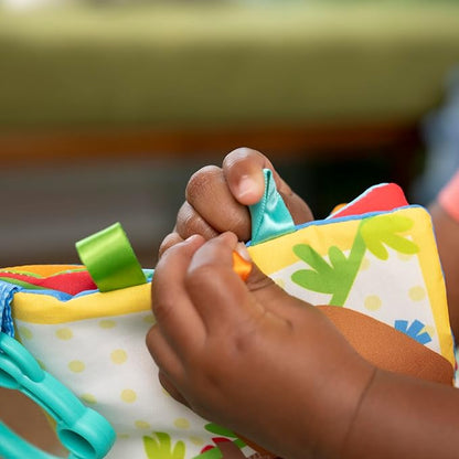 Bright Starts Safari Buddies Soft Book, Crinkle Plush Pages with Lion, Monkey, Elephant & More, Baby's First Book, Unisex, Ages 0+