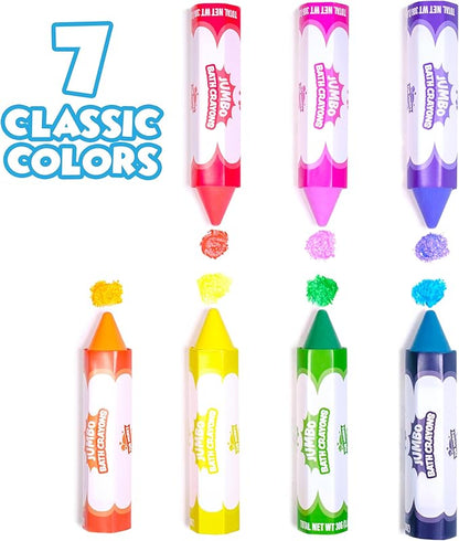 Tub Works® Smooth™ Jumbo Bath Crayons Bath Toy | Nontoxic, Washable Bath Crayons for Toddlers & Kids | Unique Formula Draws Smoothly & Vividly on Wet & Dry Tub Walls | Large, Easy-Grip Bathtub Crayons