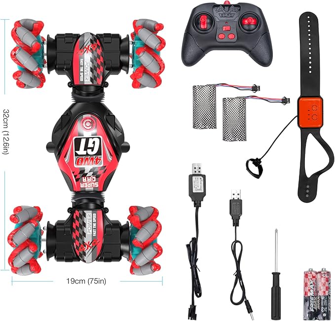 RC Stunt Car for Kids, RC Car Toy, Remote Control Stunt Gesture RC Car with Music, Double Sided 360 DegreeSpins and Flips Gesture Sensing Rc Stunt Car, for 8-15 Years Boy Girl, Birthday