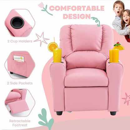 Candy Kids Reclining Chair Leather Recliner Sofa Toddler Youth Children Child Ages 1-6