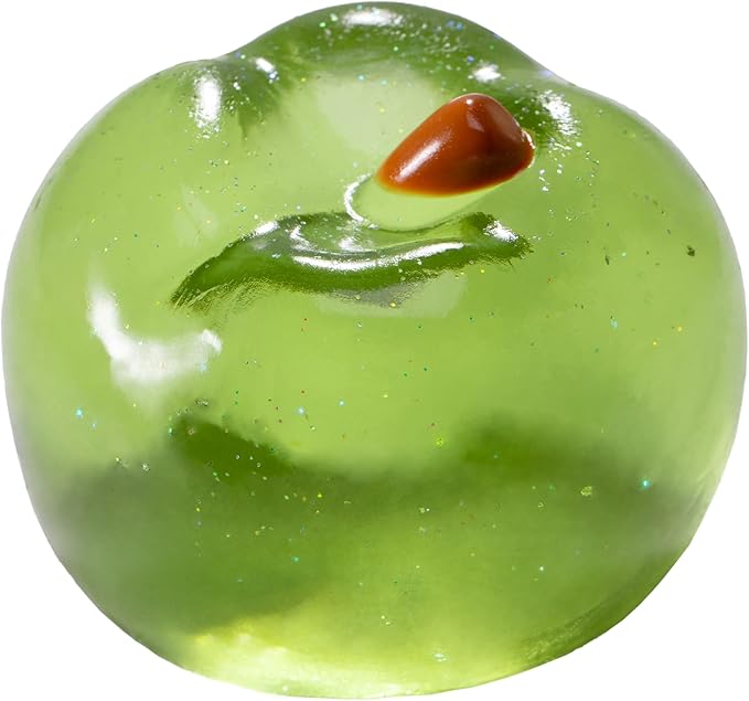 Handmade Silicon Taba Clear Apple Squishy Clear Apple，Safe & Non-Toxic Sticky Mochi Squishy Fidget Stress-Relief Squeeze Toys for Kids & Adults Relaxation & Sensory Play