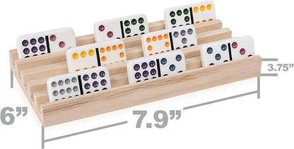 Spin Master Games, Wooden Domino Racks, Set of 4 Trays for Mexican Train Dominoes, Dominoes Games, Classic Game, Kids Game, Adults & Kids Ages 8+