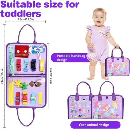JHkim Busy Board Montessori Toys for Toddlers 1-3, Birthday Gifts for 1 2 3 4 Year Old Girl, Autism Sensory Travel Toy, Educational Activity Busy Book, Preschool Learning Fine Motor Skills Toys,Purple