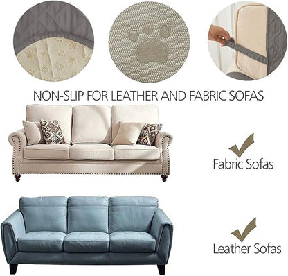 Ameritex Couch Sofa Slipcover 100% Waterproof Nonslip Quilted Furniture Protector Slipcover for Dogs, Children, Pets Sofa Slipcover Machine Washable (Dark Grey, 68")