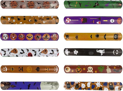 JoFAN 48 PCS Halloween Slap Bracelets Halloween Toys for Kids Girls Boys Halloween Party Favors Halloween Treat Bags Gifts