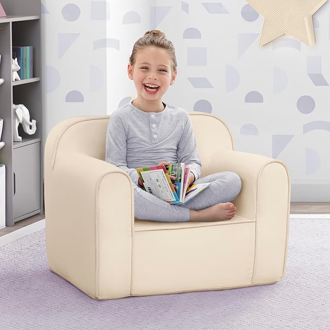 Delta Children Cozee Chair -Foam Kids Chair for Ages 18 Months and Up, Oatmeal