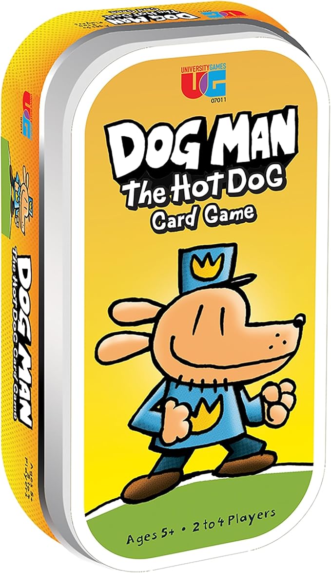 University Games Dog Man Hot Dog Card Game in a Tin , The Fast and Frenzied Collection Game for Kids Featuring Art from the Dog Man Books by Dav Pilkey, for Players Ages 6 and Up