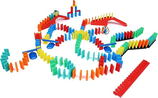 Bulk Dominoes Kinetic Domino Kit | Dominoes Set, STEM STEAM Small Toys, Family Games for Kids, Kids Toys and Games, Building, Toppling, Chain Reaction Sets (204pc)