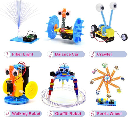 STEM Robotics Kit - Educational Science Kits 6 Sets - Hands-On STEM Projects for Kids 6-8 - STEM Toys for Boy Girl 6 7 8 9 10 11+ DIY Engineering Build Robot Building Kits Science Experiments for Kids