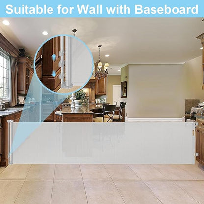 168 Inch Baby Gates Extra Wide Retractable Dog Gate Extra Wide Baby Gates for Large Openings Extra Long Dog Gate Retractable Gate Outdoor Indoor Retractable Pet Gate Extra Long Baby Gate (Light Gray)