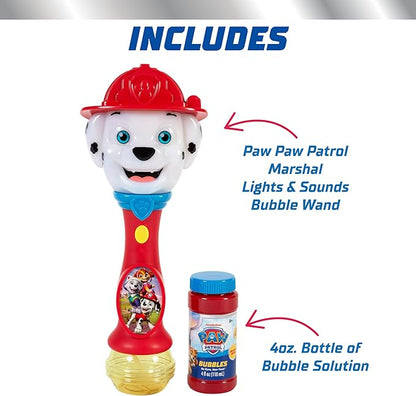Little Kids Paw Patrol Marshall Light and Sound Musical Bubble Wand, Includes Bubble Solution