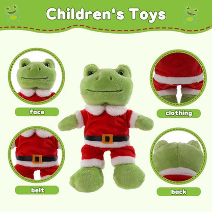 Green Frog Plush,9" Soft Frog Stuffed Animal Plush Toy, Kawaii Plush Doll, Cute Plushie with Cloths Toy Gift for Kids Children Birthday