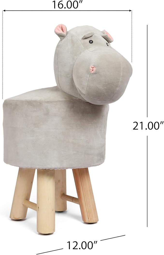 Christopher Knight Home Georgia Contemporary Kids Hippo Ottoman, Gray