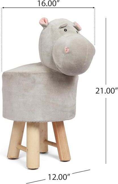 Christopher Knight Home Georgia Contemporary Kids Hippo Ottoman, Gray