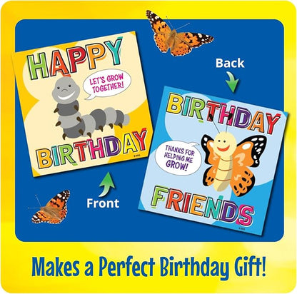 Insect Lore Birthday Butterfly Garden | Butterfly Growing Kit with Live Caterpillars | 5 Live Caterpillars, Reusable Habitat, STEM Butterfly Journal, 10 Inch Birthday Card & More