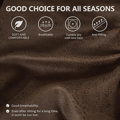 Leather Look Recliner Chair Covers Stay in Place 4-Piece Lazy Boy Recliner Slipcovers for Reclining Chair Furniture Protector Spandex Fabric Washable (X-Large, Dark Brown)