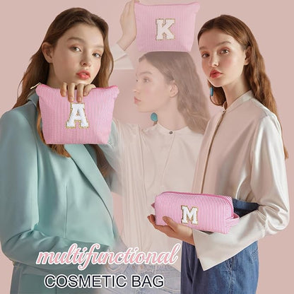 YOOLIFE Birthday Gifts for Kids Teen Girls Gifts for Girls, Pink Makeup Bag Cosmetic Bag Daughter Sister Gifts Birthday Gifts for Girls Women Teacher Gifts Preppy Makeup Bag Mothers Day Gifts L