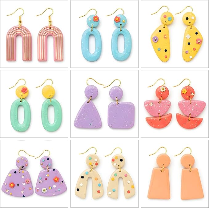 18Pcs Polymer Clay Cutters, Clay's Cutters for Polymer Clays Jewelry, Clay Earring Cutter, Gem Clays Jewelry Making Tools