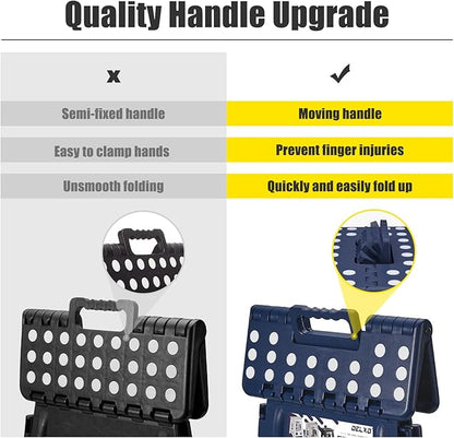 Delxo Folding Step Stool 17.5 Inch,Heavy Duty Step Stools for Adults,Non Slip Folding Stool with Handle,Premium Portable Foldable Step Stool for Kitchen Bathroom Bedroom Up to 400LBS,(Royal Blue,1PC)