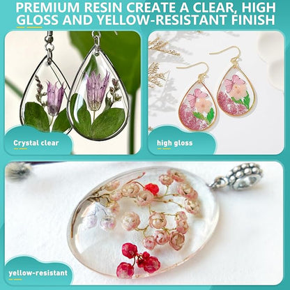 Teexpert Epoxy Resin Kit with Molds – Jewelry Making Kit with Keychain, Coaster & Earring Molds, Complete DIY Resin Kit for Beginners & Adults, Starter Set for Craft and Casting