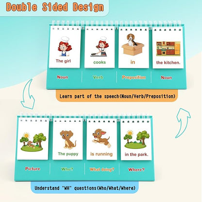 Speech Therapy Toys, Sentence Building for Kids First 1st 2nd 3rd Grade Kindergarten Classroom Must Haves, Phonics Reading Games for Kids Ages 6-8, Double-Sided Flip Stand Homeschool Supplies