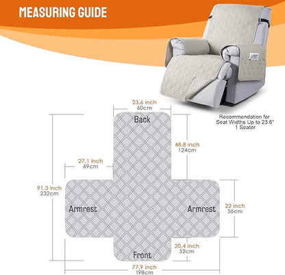 VANSOFY 100% Waterproof Recliner Chair Covers, Recliner Cover Non-Slip Dog Chair Cover Furniture Protector Washable Slipcover with Pocket, Elastic Straps for Pets, Dogs(Beige, 23.6")