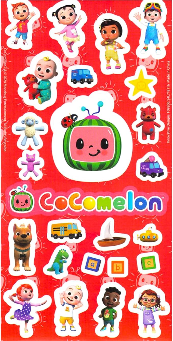 CoComelon Party Favors for Boys & Girls Bundle ~ 12 Pack Sticker Sheets for Kids Birthday Party Goodie Bags Party Supplies Set