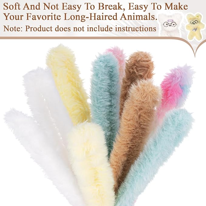 VitalCozy 10 Pcs 39.37 Inches Jumbo Fur Material Pipe Cleaners Chenille Stems Pipe Cleaner Craft Pipe Stems DIY Projects and Craft Supplies Decorations(Light Color)