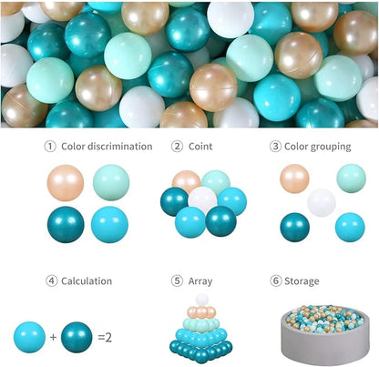 GOGOSO Ball Pit Balls 100, Soft Plastic Balls for Kids Play Pin Balls Babies Toddlers Children for 1 2 3 4 5 7 8 Years Old,5 Green Colors,2.2nches