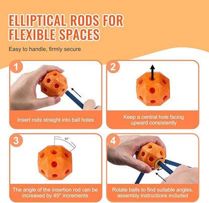 VEVOR Fort Building Kit for Kids, 120PCS STEM Building Toys, Educational Gift for 4 5 6 7 8+ Year Old Boys & Girls, Indoor Outdoor Play Tent Builder Set Construction Toys with 80 Rods and 40 Balls