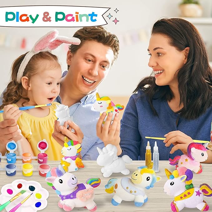 SpringFlower Unicorn Gift Toys for 3 4 5 6 7 8 Years Old Girls - Unicorn Arts and Crafts Painting kit Including 8 Cute Looking Unicorn Figures, DIY Creative Christmas Gift for Kids
