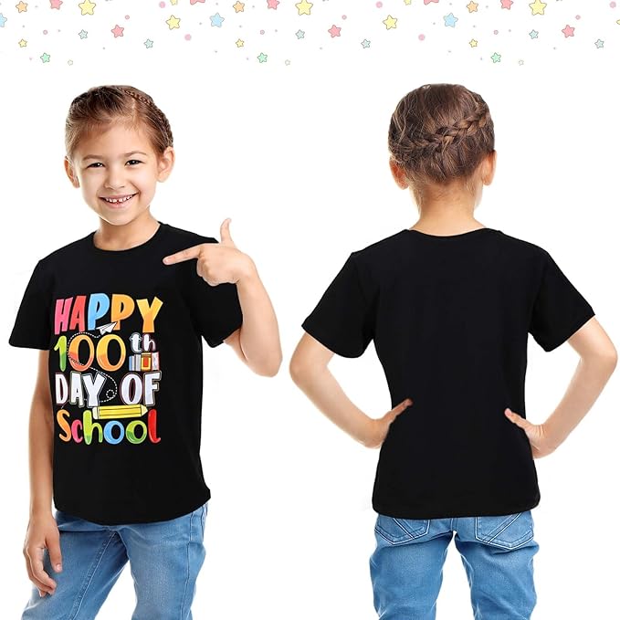 6 Pcs Kids 100 Days of School Costume for Girls Old Lady Granny Grandma Costume with Wig Happy 100 Days T-Shirt