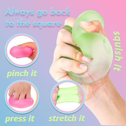 3Pcs Stress Cube Squishy Toys, Slow Rising Ice Cube Stress Balls, Sensory Fidget Toys for Anxiety Relief, Sensory Ice Cube Gel Filled Squishy Ball Toys for ADD/ADHD Kids Adults(Purple,Green,Pink)