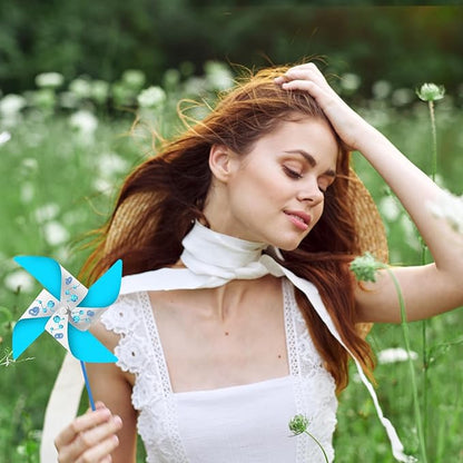 Chalyna 24 Pieces DIY Paper Pinwheels Handmade Blank Paper Pinwheels Graffiti Paper Craft, School Work, Home Crafting, Craft Group Activities(White)