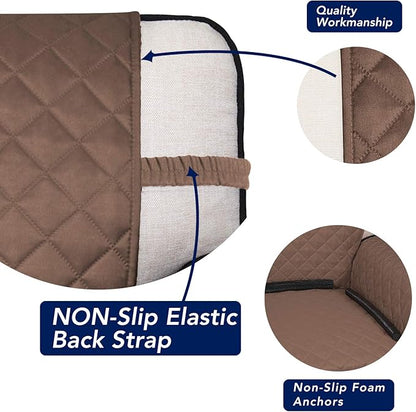 PureFit Reversible Quilted Sofa Cover, Water Resistant Slipcover Furniture Protector, Washable Couch Cover with Non Slip Foam and Elastic Straps for Kids, Dogs, Pets (Large, Brown/Beige)