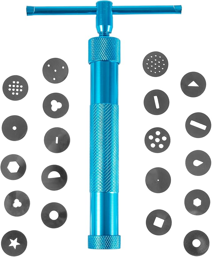 Stainless Steel Clay Extruder Sugar Paste Extruder Cake Fondant Decorating Tool Set Ceramics & Pottery Clay Extruders Mixers & Presses (Blue)