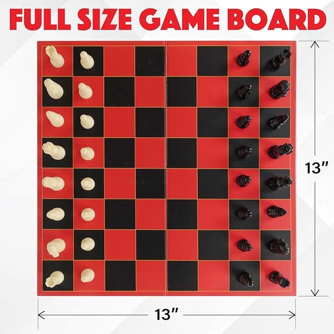 HI-Q Classic Chess Board Game – Educational Strategy Set for Kids, Adults & Beginners – Standard Style Pieces with Folding Board – Family Game Night