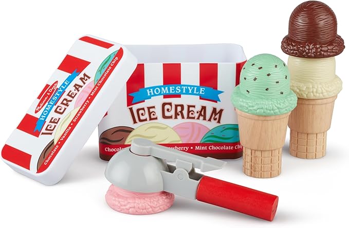 Melissa & Doug Scoop and Stack Ice Cream Cone Magnetic Pretend Play Set, Multicolor - FSC Certified